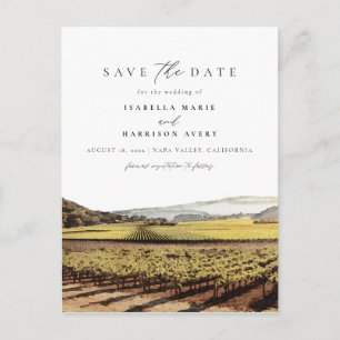Watercolor Napa Valley Sonoma California Vinyeard Vykort