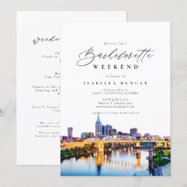 Watercolor Nashville Bachelorette Itinerary och Inbjudningar