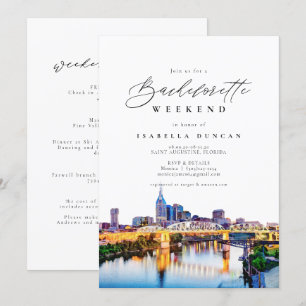 Watercolor Nashville Bachelorette Itinerary och Inbjudningar