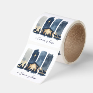 Watercolor Nativity Scene a Savior is Born Holiday Fyrkantigt Klistermärke