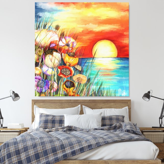 Watercolor Nature Sunrise Canvas Print (Insitu (sovrum))