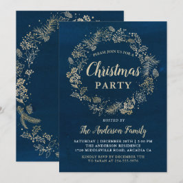 Watercolor Navy Guld, Party, årstid Inbjudningar