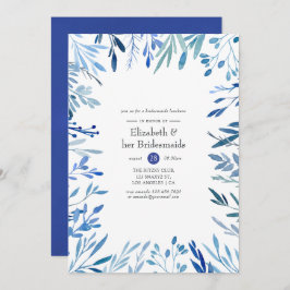 Watercolor Navy Indigo Löv Bridesmaids Luncheon Inbjudningar