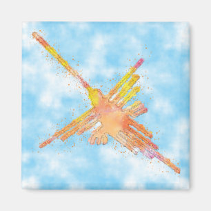 Watercolor Nazca Hummingbird Blå himmel Magnet