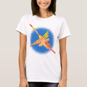 Watercolor Nazca Hummingbird i Blå himmel T Shirt