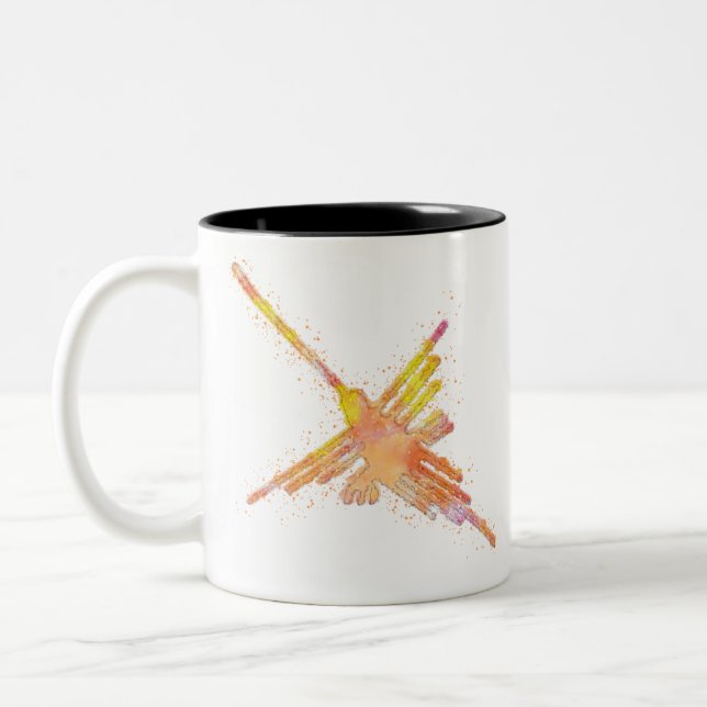 Watercolor Nazca Hummingbird Två-Tonad Mugg (Vänster)