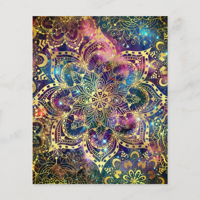Watercolor nebula mandala guld flygblad (Baksidan)