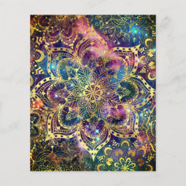 Watercolor nebula mandala guld flygblad