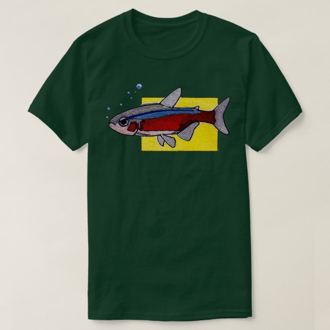 Watercolor Neon Tetra T Shirt (Design framsida)