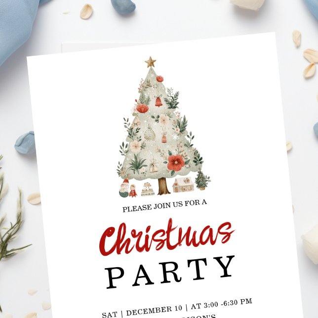 Watercolor Neutral Boho Holiday Party Invitation Inbjudningar (Skapare uppladdad)