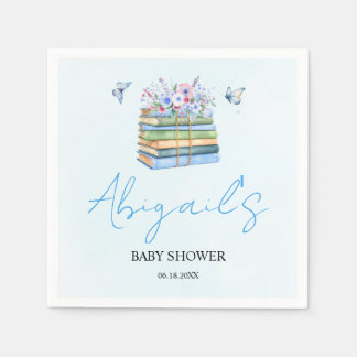 Watercolor New Chapter Begins baby boy shower Pappersservett