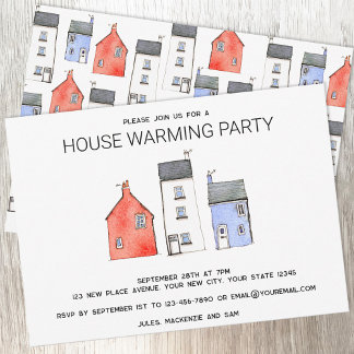 Watercolor New Home House Warming Party Inbjudningar