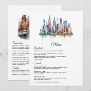 Watercolor New York Bröllop Meny