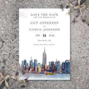 Watercolor New York City Destination Wedding Spara Datumet