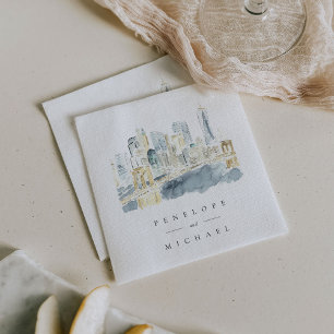 Watercolor New York City Personlig Bröllop Pappersservett