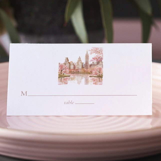 Watercolor New York Destination Wedding Placeringskort (Skapare uppladdad)