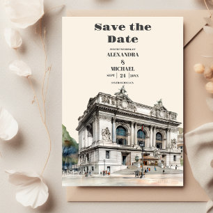Watercolor New York Destination Wedding Spara Datumet