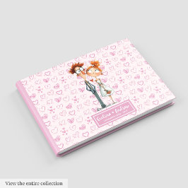 Watercolor Newlyweds Quirky Bröllop Guestbook Gästböcker