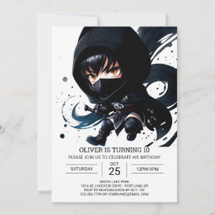 Watercolor Ninja Äventyr Kids' Birthday Inbjudningar