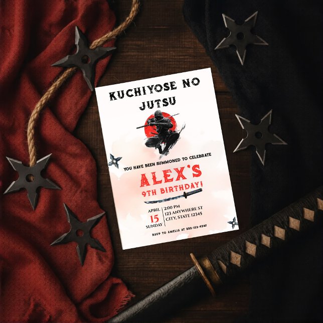 Watercolor Ninja Warrior Martial Arts Boy Birthday Inbjudningar (Skapare uppladdad)