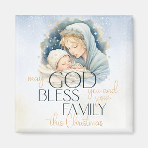 Watercolor Ntivity Scene Glory till God jul Magnet