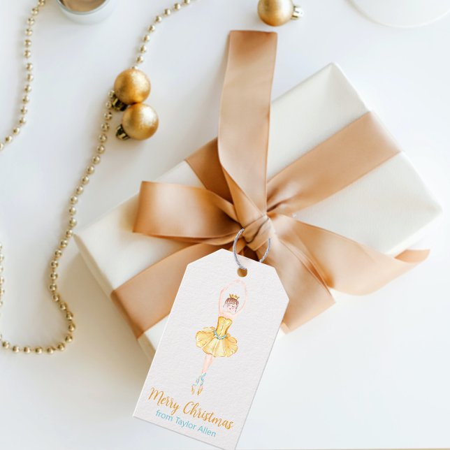 Watercolor Nutcracker Ballerina Presentetikett (Skapare uppladdad)