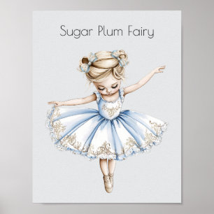 Watercolor Nutcracker Ballet jul Ballerina Poster