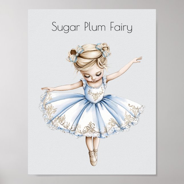 Watercolor Nutcracker Ballet jul Ballerina Poster (Framsidan)