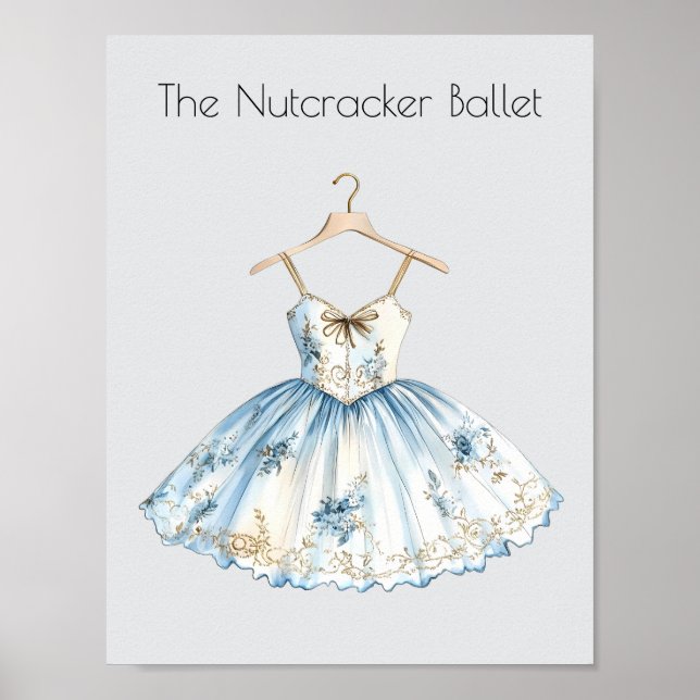 Watercolor Nutcracker Ballet jul Tutu Poster (Framsidan)
