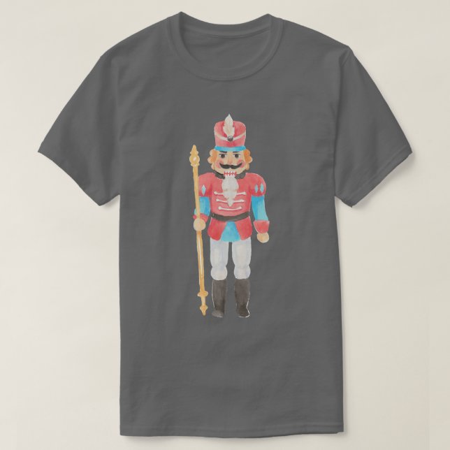 Watercolor Nutcracker Santa Julgran Ljus T Shirt (Design framsida)