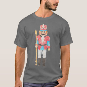 Watercolor Nutcracker Santa Julgran Ljus T Shirt