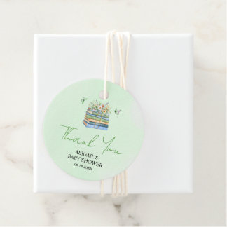 Watercolor Nytt kapitel börjar grön baby shower Gåvor Etiketter