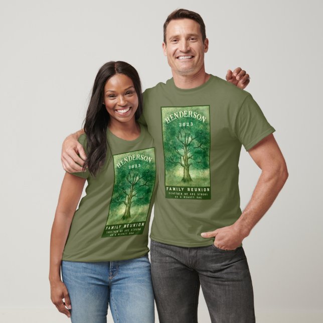 Watercolor Oak Träd Family Reunion Rustic T Shirt (Unisex)