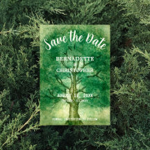 Watercolor Oak Träd Retro Rustic Forest Bröllop