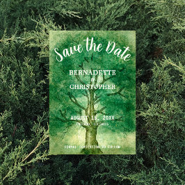 Watercolor Oak Träd Retro Rustic Forest Bröllop Spara Datumet