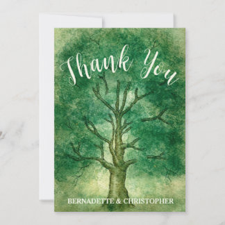 Watercolor Oak Träd Retro Rustic Woodland Bröllop Inbjudningar