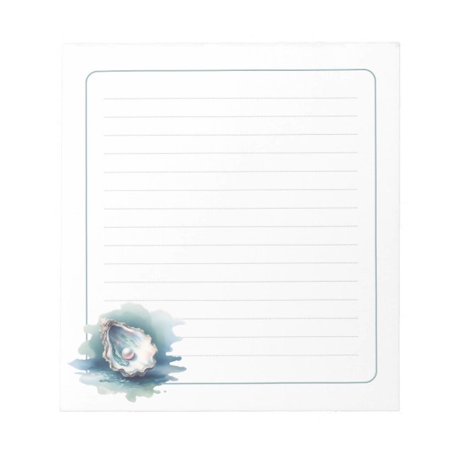 Watercolor Ocean Pearl Oyster Shell Lined Notepad Anteckningsblock (Framsida)