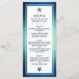 Watercolor Ocean Starfish Beach Wedding Menu Meny