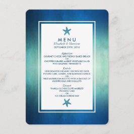 Watercolor Ocean Starfish Beach Wedding Menu Meny