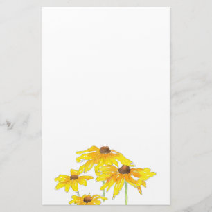 Watercolor och Pen Black Eyed Susan Brevpapper