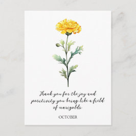 WATERCOLOR OCTOBER MARIGOLD BIRTH FLOWER POSTCARD VYKORT