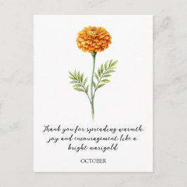 WATERCOLOR OCTOBER MARIGOLD BIRTH FLOWER POSTCARD VYKORT