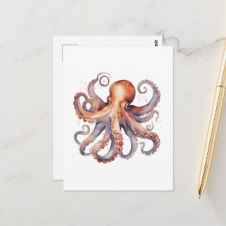 Watercolor Octopus Vykort