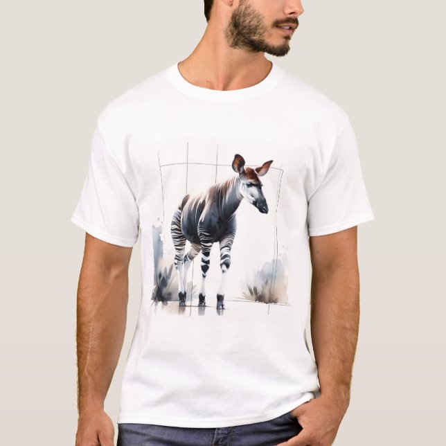 Watercolor Okapi AREF285 - Watercolor T Shirt (Framsida)