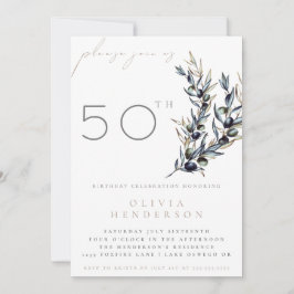 Watercolor Olive Branch Adult Birthday Invitation Inbjudningar