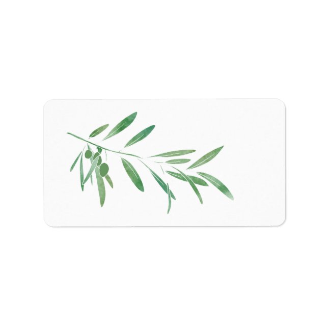 Watercolor Olive Gren Adressetikett (Framsidan)