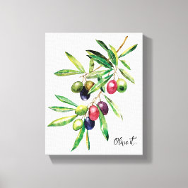 Watercolor Olive Gren Canvastryck