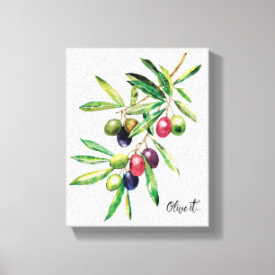 Watercolor Olive Gren Canvastryck