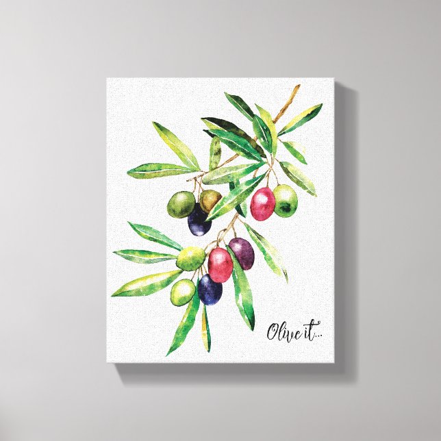 Watercolor Olive Gren Canvastryck (Framsida)