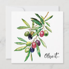 Watercolor Olive Gren Inbjudningar